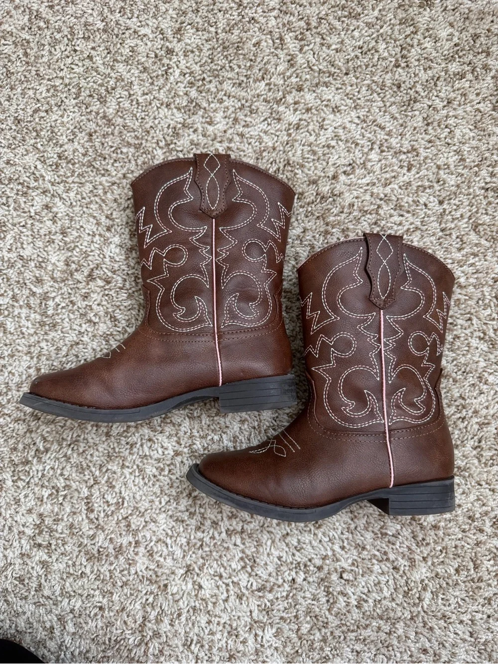 wonder nation Brown Cowboy Boots with Pink Trim